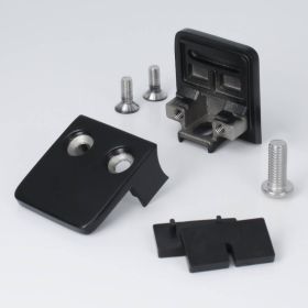 Edelstahl-Halter für Glas eckig 45x45mm schwarz RAL9005 Lieferumfang