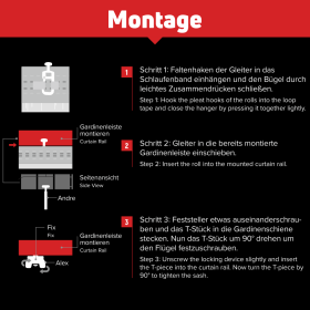 Gardinengleiter mit Feststeller Montagehinweise