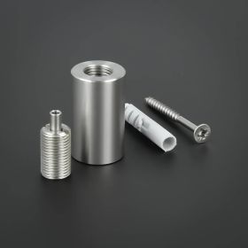 Schildaufhängung Edelstahl Einzelteile vom Deckenteil auf schwarzen Hintergrund