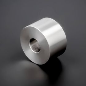 Distanzstück M8 M10 Abstandshalter Edelstahl Ø25mm gedreht stehend auf dunklem Untergrund