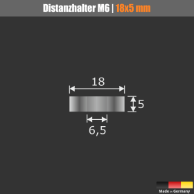 Schildbefestigung Edelstahl V2A Ø 18x5mm Skizze Distansstück auf schwarzem Untergrund