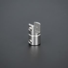 Plattenhalterung  Unterteill aus Edelstahl vor grauen Hintergrund