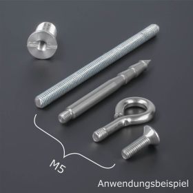 Einschraubmutter Edelstahl M5 Anwendungsbeispiele auf dunklem Untergrund
