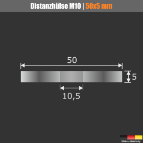 Distanzscheibe M10 Distanzhalter Edelstahl Ronde Ø50mm Skizze mit Maßen