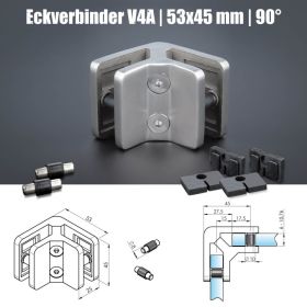Eckhalter Eckverbinder v4a 90grad Skizze mit Abmessungen