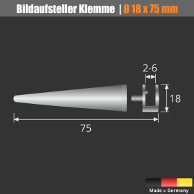 Bild | Foto Aufsteller Edelstahl für Glas Plexiglas Skizze mit Maße