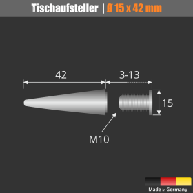 Tischaufsteller Platten mit Bohrung Edelstahl Skizze mit Maße