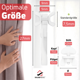 X-Gardinengleiter mit Feststeller für Gardinenschiene Abmessungen