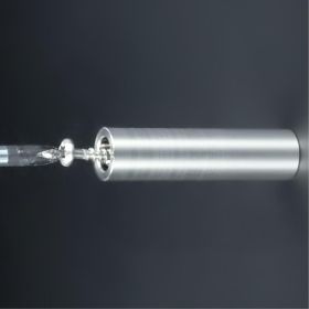 Schriften-Befestigung + Gewinde Edelstahl Ø 13x50mm Hülse in dunkler Wand montiert