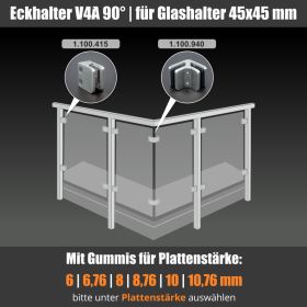 Eckhalter Eckverbinder v4a 90grad Montagebeispiel Geländer