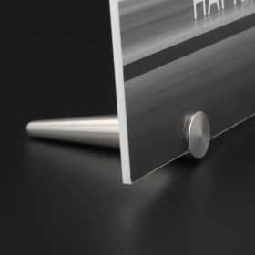 Bild | Foto Aufsteller Edelstahl für Glas Plexiglas montiert mit Bild auf dunklem Untergrund