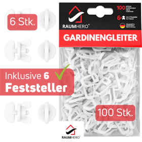 Gardinengleiter mit Feststeller Verpackungsinhalt