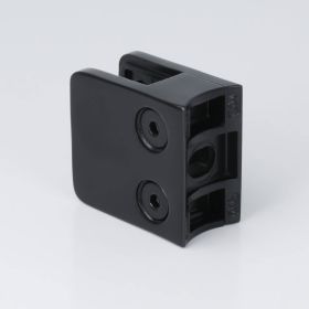 Edelstahl-Halter für Glas eckig 45x45mm schwarz RAL9005 Rückseite auf hellem Untergrund