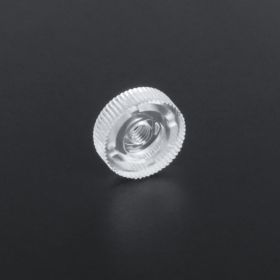 Rändelmutter M4 Gewinde klar Rückseite auf dunklem Untergrund