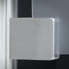 Glashalter Klemmhalter mit Sicherung 45x45mm montiert an Rundrohr 42,4 mm mit Sicherungsplatte