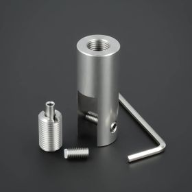 Schildaufhängung Edelstahl Einzelteile vom Unterteil auf schwarzen Hintergrund