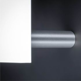 Schilderbefestigung verdeckte Montage Ø13x50mm mit weißer Scheibe an dunkler Wand montiert