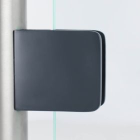 Edelstahl-Halter für Glas eckig 45x45mm anthrazit RAL7016 montiert an Pfosten