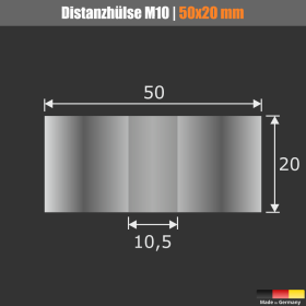 Distanzscheibe M10 Distanzrohr Edelstahl Ø50mm Skizze mit Maßen